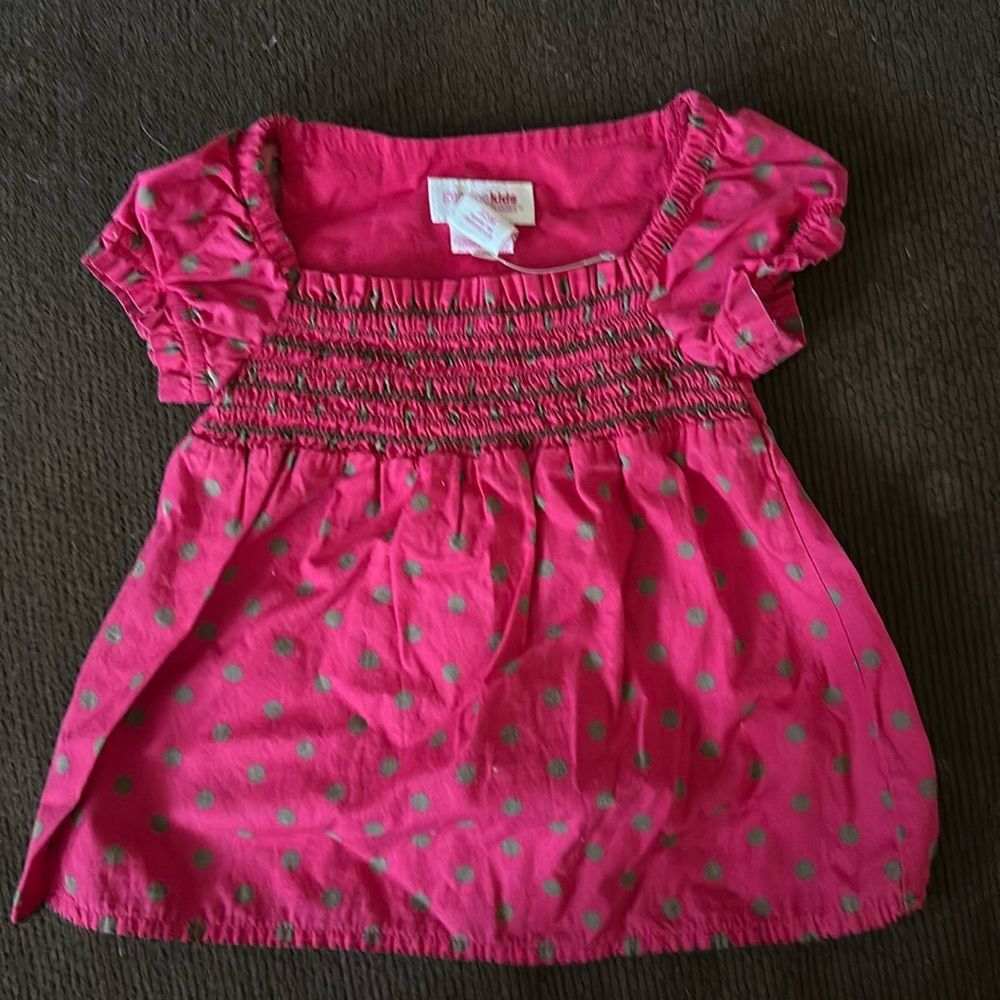 Genuine Kids by OshKosh B'gosh Girls Pink Polka Dot Blouse Size 12M Baby Top